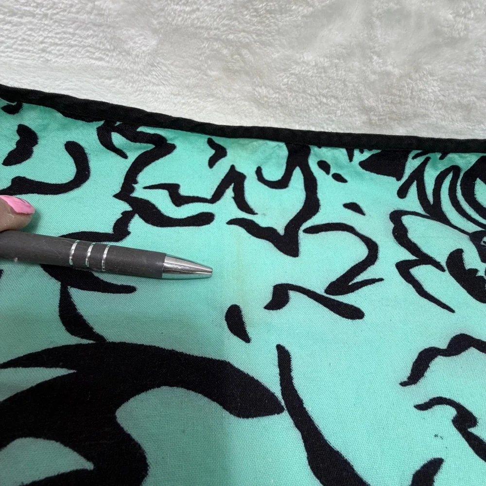 Pier 1 Imports 6 Large Turquoise‎ Black Abstract Floral Dinner Napkins Beachy